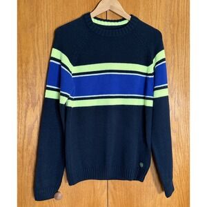 Vtg Angelo Litricon Ski Sweater Mens Sz M 90s Neon Stripe Thick Cozy Prep Funky